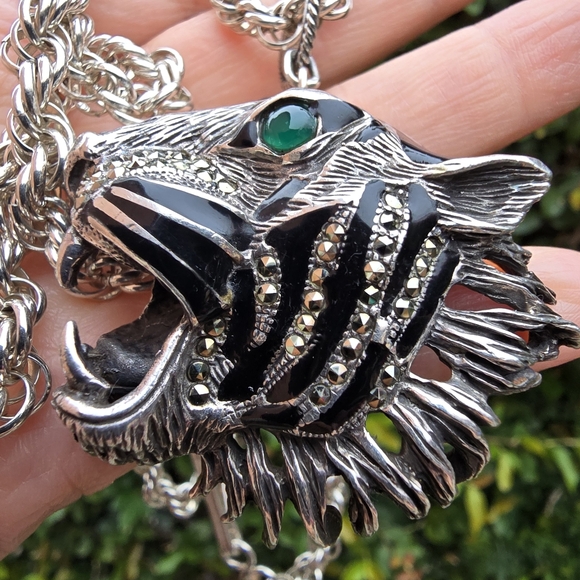 Large Sterling Tiger Necklace - Picture 4 of 10